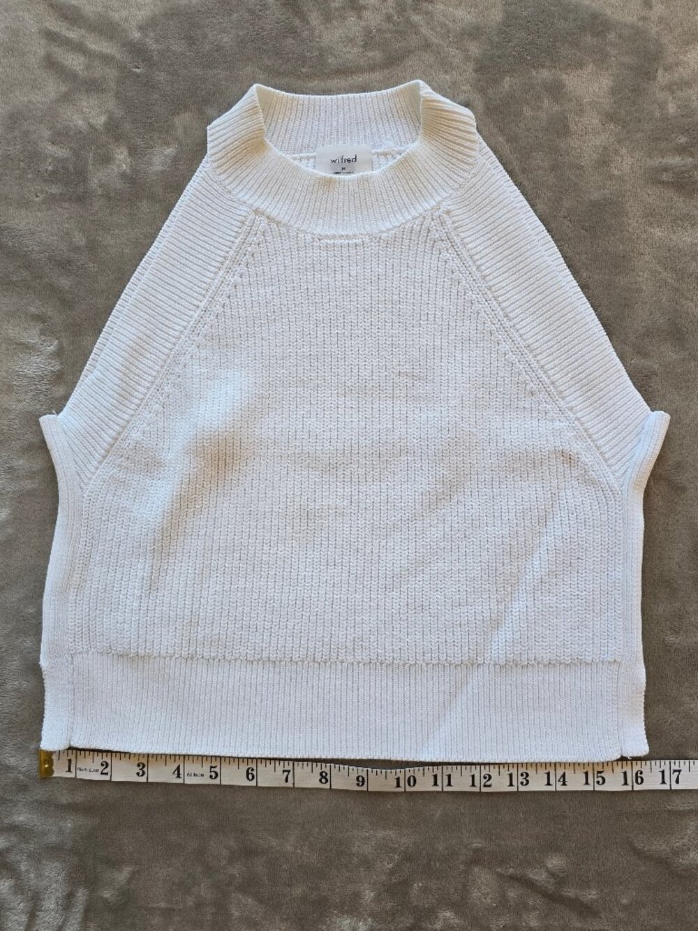 Aritzia Wilfred Crevier Mock Neck Sleeveless Sweater Top White med.